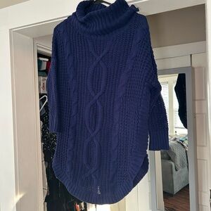 Express Deep Blue Cowl Neck Sweater